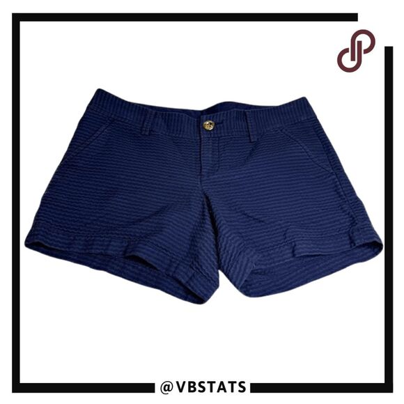 Lilly Pulitzer Women's Cotton Textured Chevron Callahan Shorts Navy Blue Size 6 - Picture 4 of 13